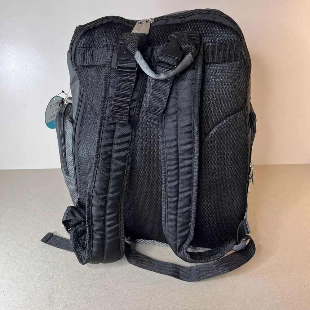 Fisher Price Deluxe Baby Sporty Dark Gray Diaper Bag Backpack Fast Finder New